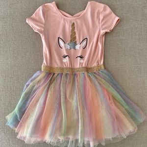 Girls unicorn & rainbow tutu dress